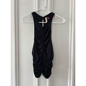 Anthro Pilcro NWOT black ruched high neck tank top S